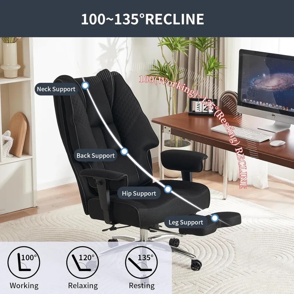 Scaun directorial, Rezistent 180 kg, Sezut cu Arcuri Metalice și Spumă, cotiere reglabile inaltime, Mesh, Negru