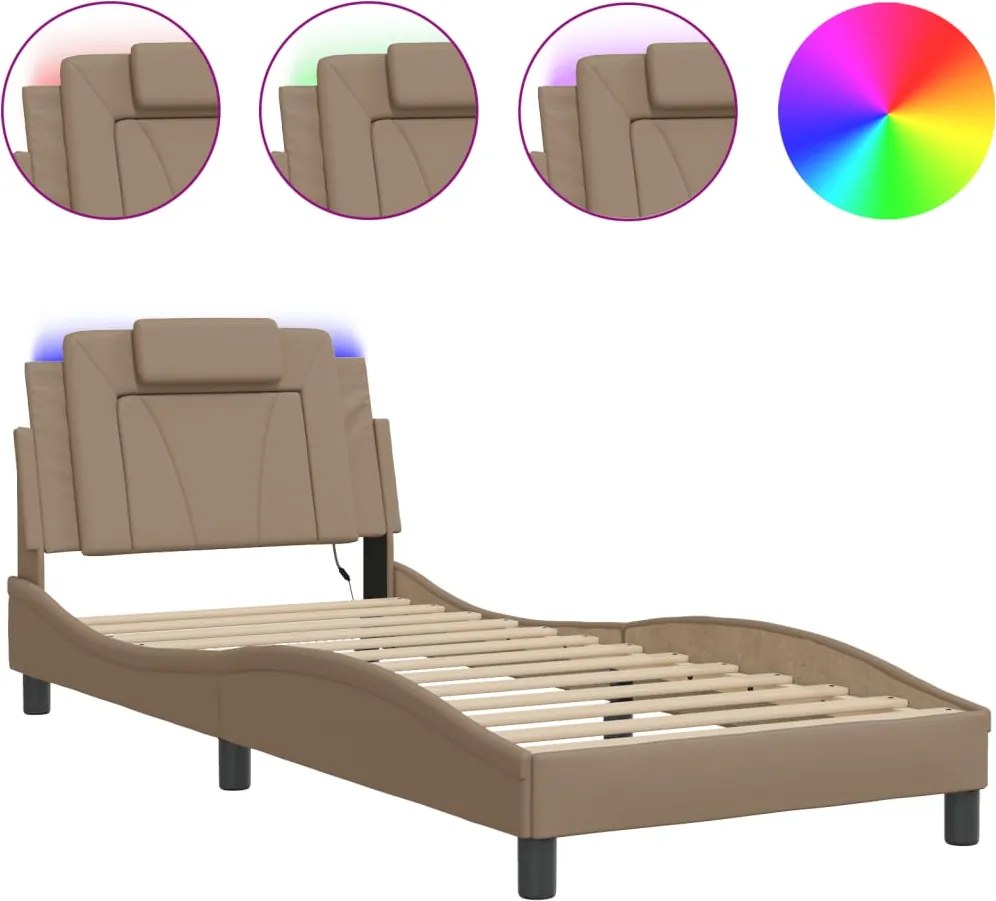 vidaXL Cadru de pat Viana cu LED fără saltea cappuccino 80x200 cm