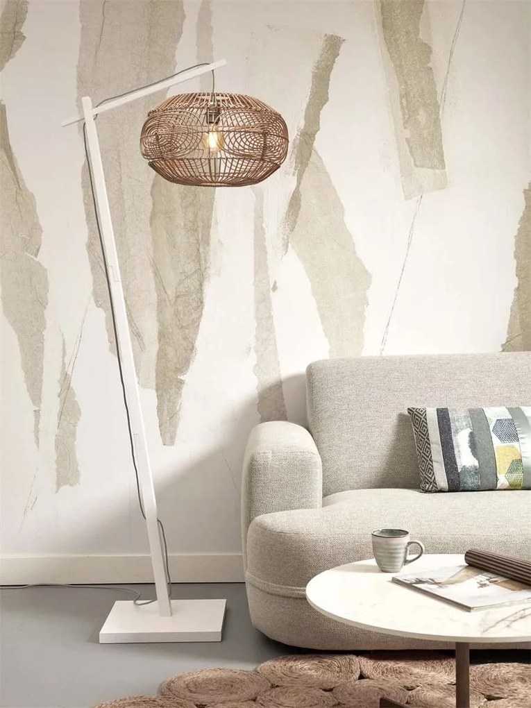 Lampadar eco din bambus cu ratan Madeira white/48cm, nat