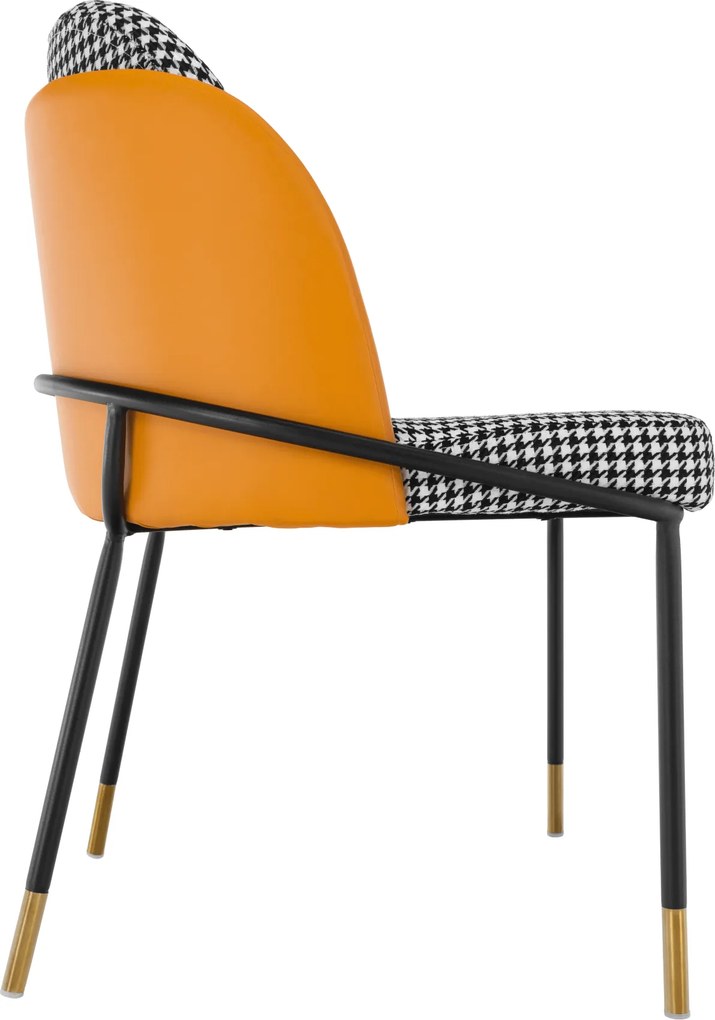 Scaun de luat masa, model alb-negru / piele ecologică camel, KIRNA