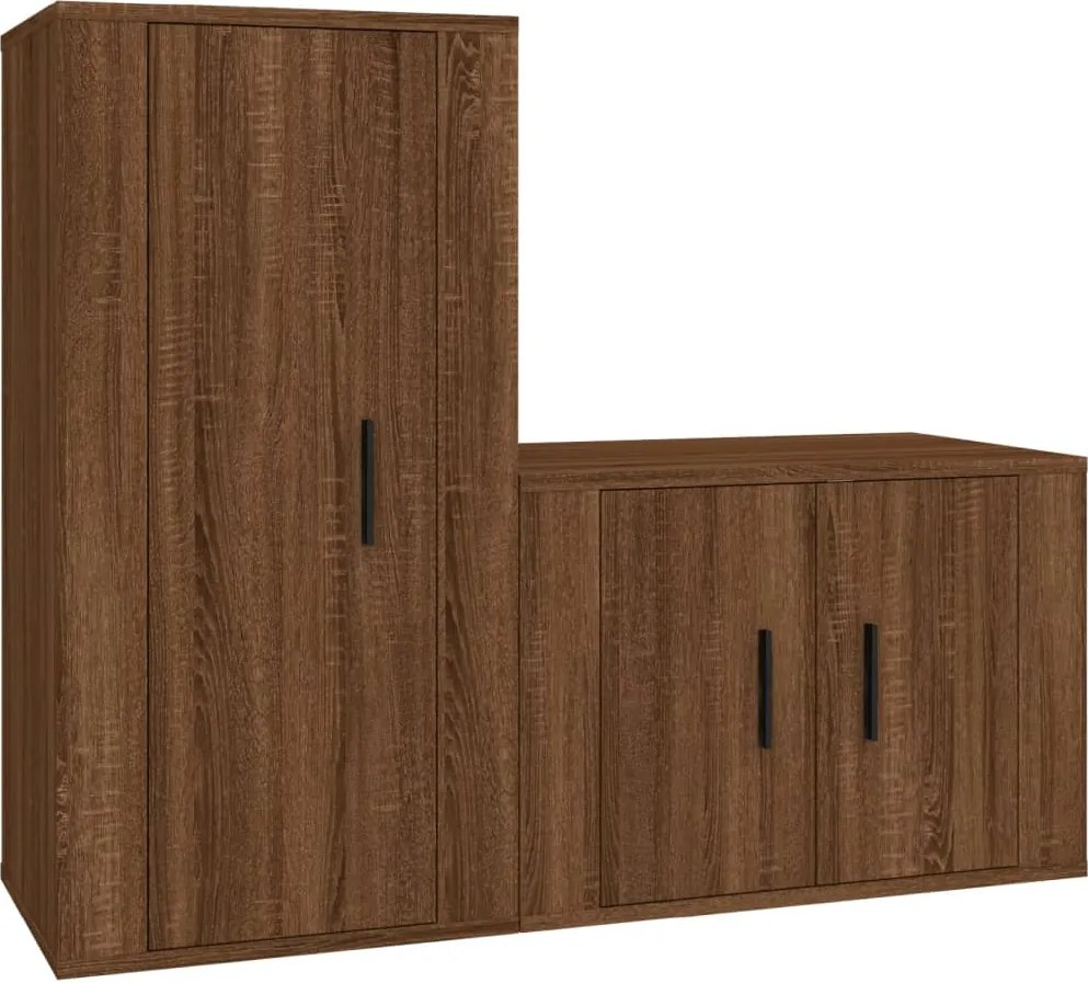 vidaXL Set dulapuri TV, 2 piese, stejar maro, lemn prelucrat