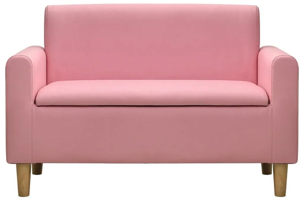 325508 vidaXL Canapea pentru copii cu 2 locuri, roz, piele ecologică