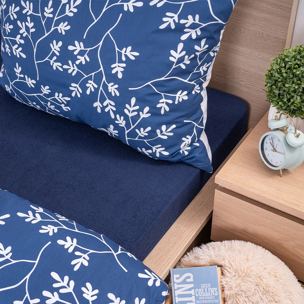 Cearșaf de pat 4Home din frotir, albastru, 90 x 200 cm, 90 x 200 cm