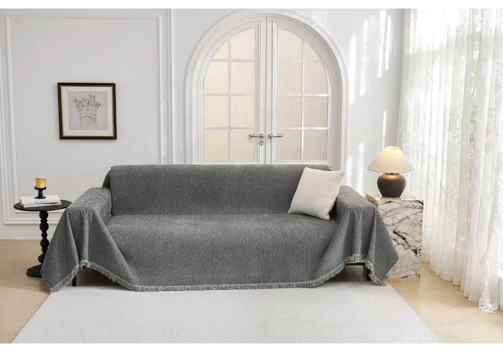 Husă gri închis pentru canapea cu 4 locuri Talo – Filumi