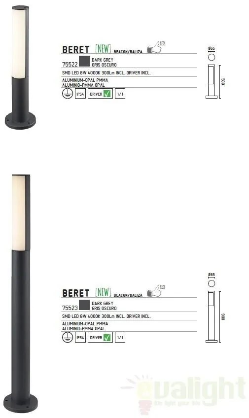 Stalp exterior IP54, LED H-50cm Beret 75522