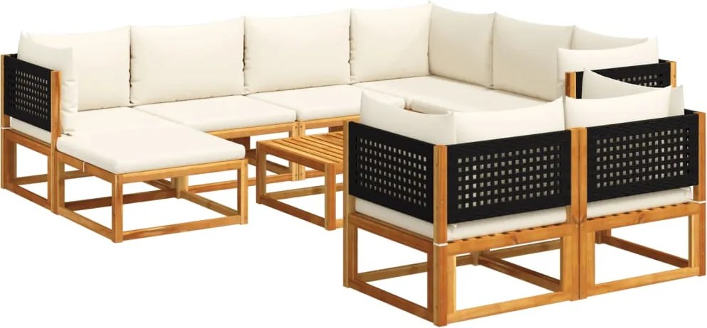 vidaXL Set canapele de grădină cu 10 piese și perne, lemn de salcâm și ratan