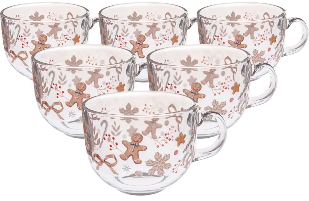 Set de 6 căni din sticlă Turtă dulce 500 ml