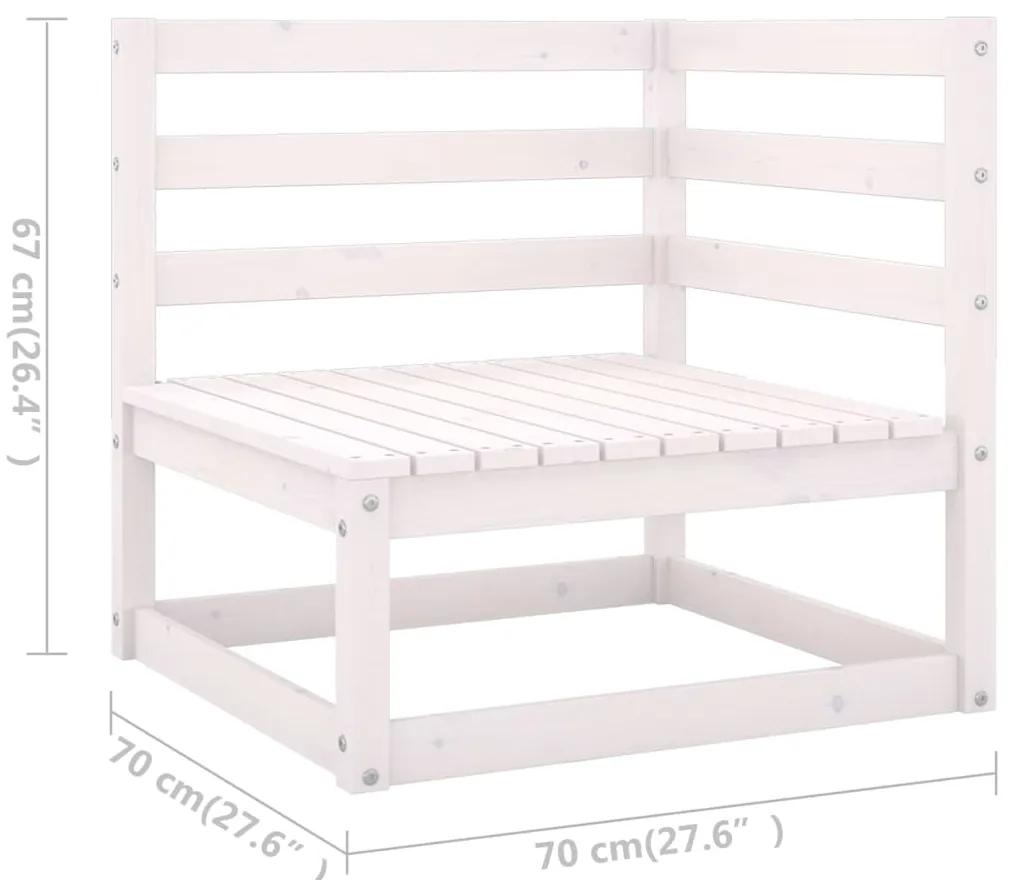 Set mobilier de gradina, 7 piese, alb, lemn masiv de pin Alb, 1, nu