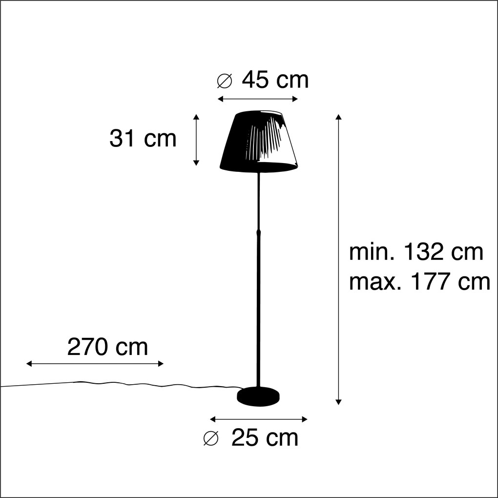 Lampă de podea neagră cu abajur plisat crem 45 cm reglabil - Parte