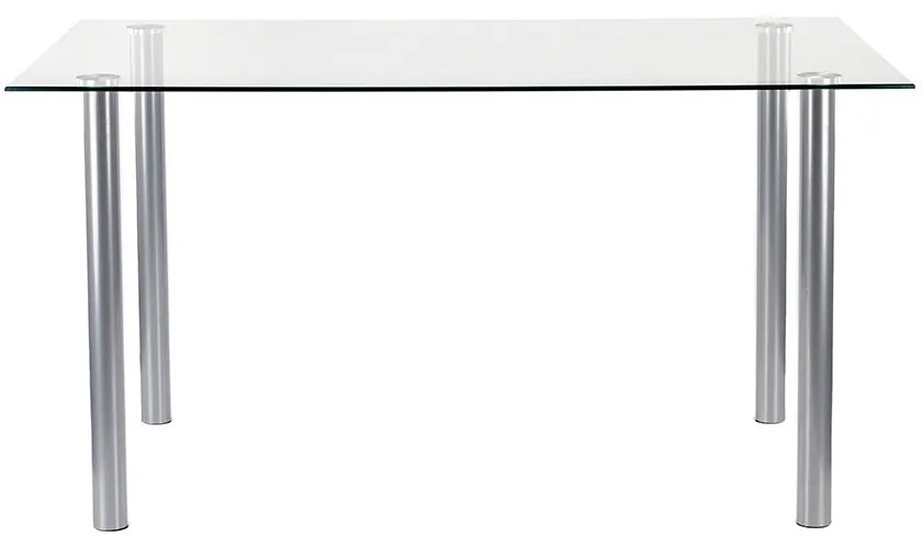 Masă de dining pătrată Berna 140 cm din sticlă transparentă