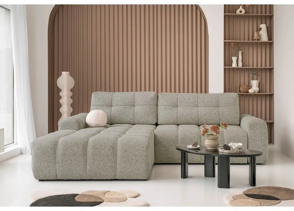 Colțar modular maro deschis extensibil/cu spațiu de depozitare (cu colț pe partea stângă) Lulu – Miuform