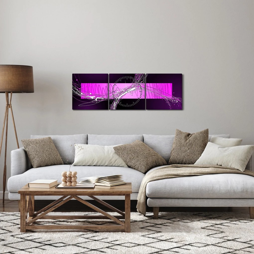 Tablou abstract (cu ceas) (90x30 cm)