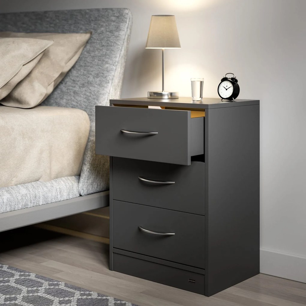 Noptieră ELOISE cu iluminare, 54x39x28cm, antracit Casaria