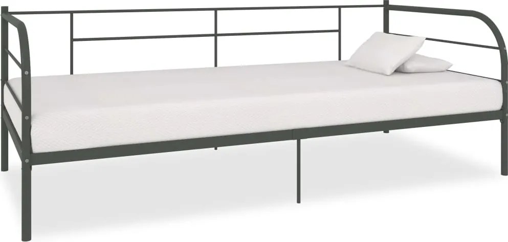 vidaXL Cadru de pat, gri, 90 x 200 cm, metal
