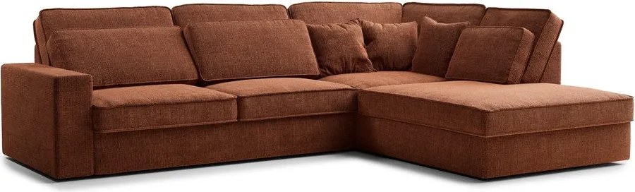 Colțar arămiu cu tapițerie din chenille (cu colț pe partea dreaptă/în formă de ”L”) Kirou – Maison de Rêve