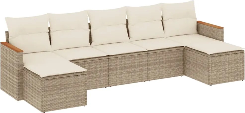 vidaXL Set canapele de grădină, 7 piese, cu perne, bej, poliratan