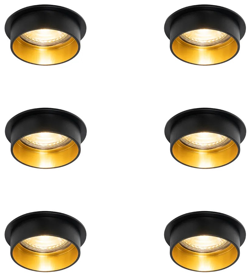 Set de 6 spoturi încastrate moderne negre cu interior auriu - Insta