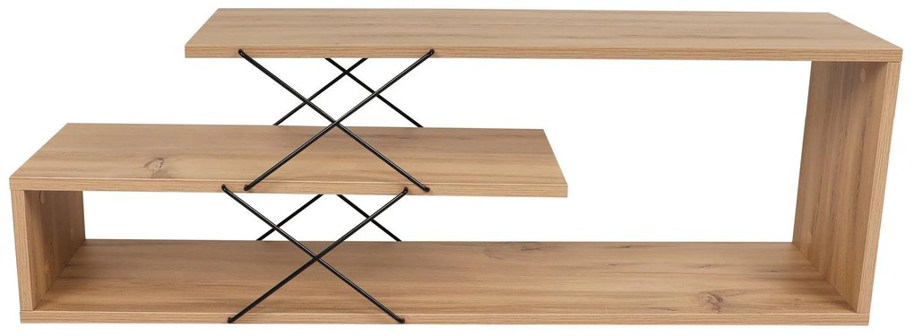 COMODA TV Zigzag, Alb - Gri - Galben - Stejar - Maro, 120 x 40 x 30 cm