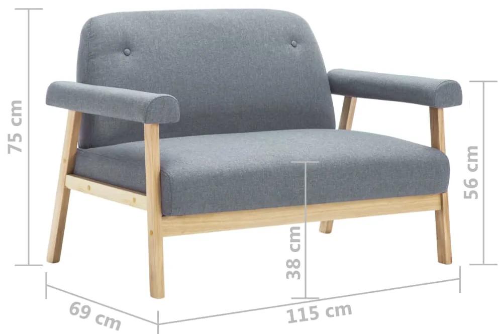 Canapea cu 2 locuri, gri deschis, material textil Gri deschis, Canapea cu 2 locuri