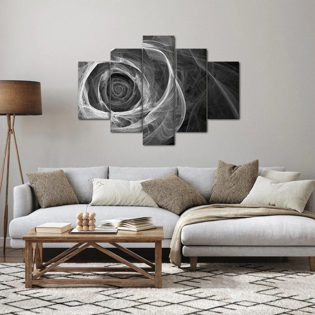 Tablou - Abstract trandafir negru și alb (150x105 cm)