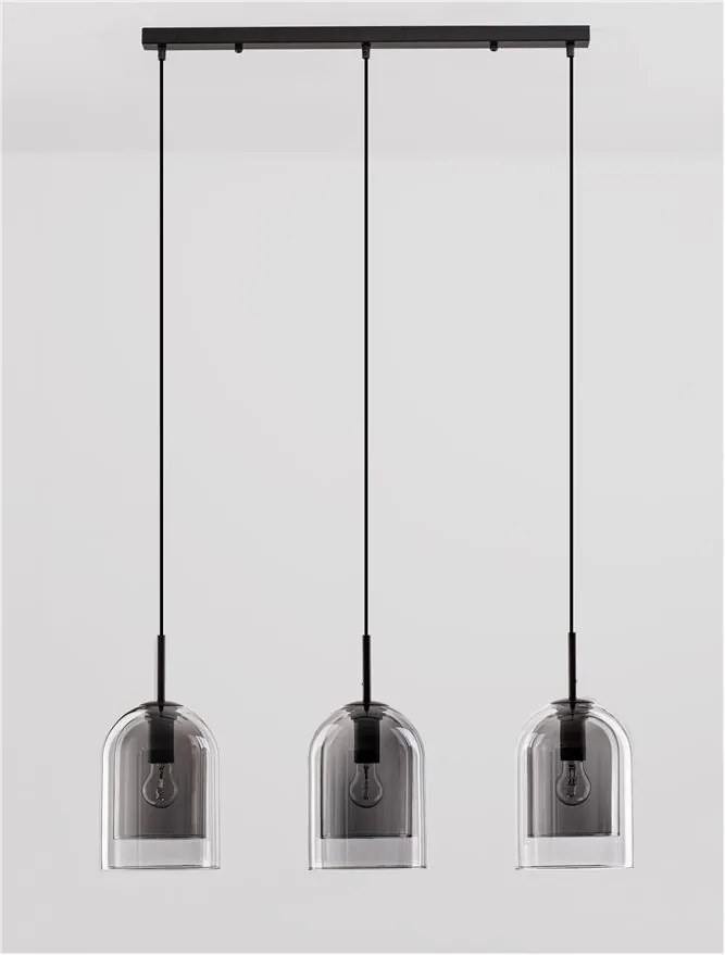 Lustra cu 3 pendule modern Velor fumuriu