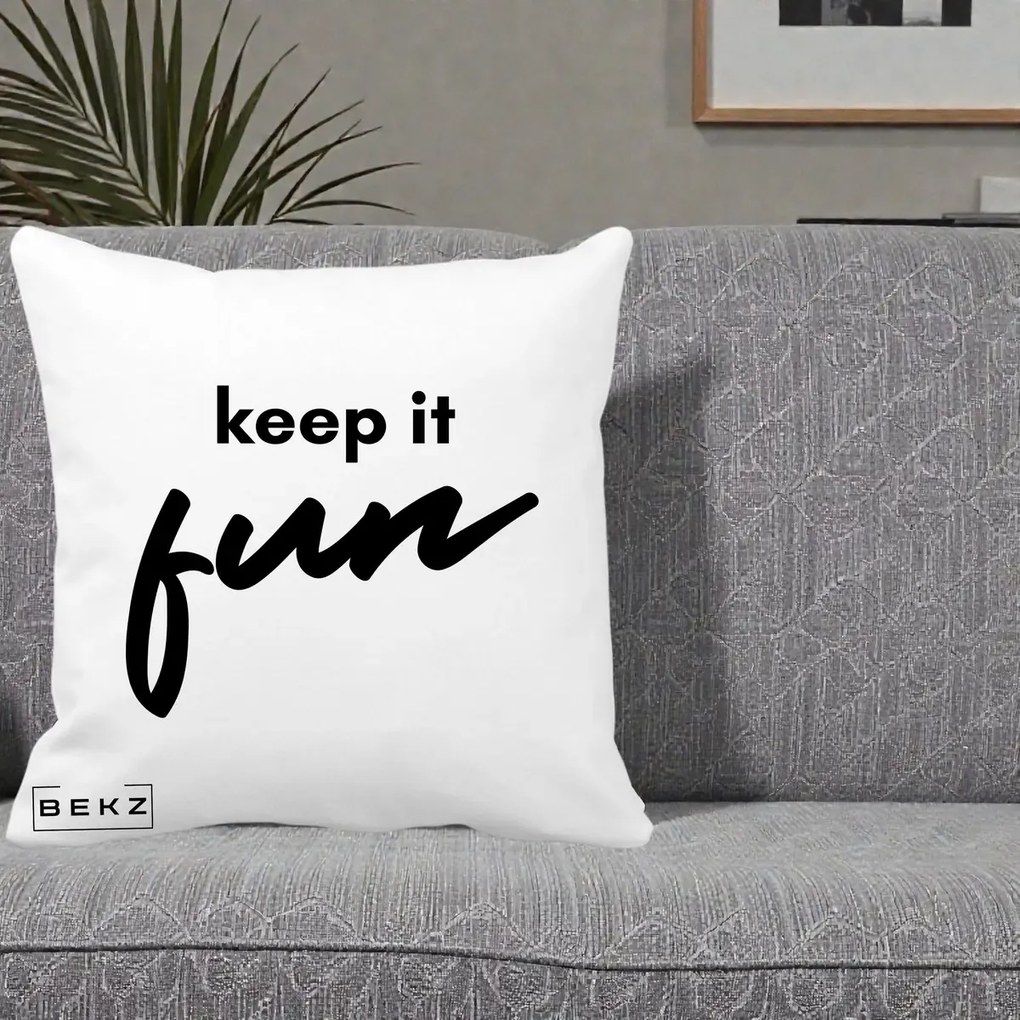 Perna Decorativa Keep It Fun, 40x40 cm, Alba Mata, Husa Detasabila, Perna Inclusa, BEKZ®