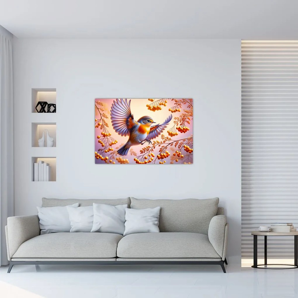 Tablou - Pasăre cu scoruș (90x60 cm)