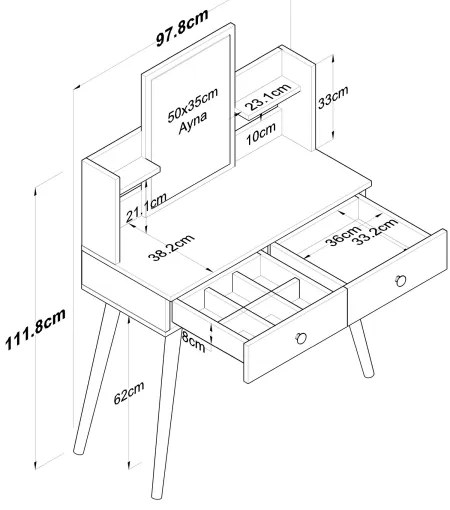 Măsuță de toaletă 111,8x97,8 cm alb