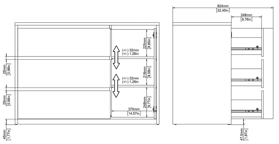 Comodă albă-în culoare naturală cu aspect de lemn de stejar 119x84x48 cm Next – Tvilum