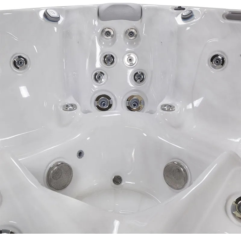 Minipiscina 5 persoane 218 218 cm alba cu hidromasaj, acril, Wellis, Palermo CityLife Deluxe