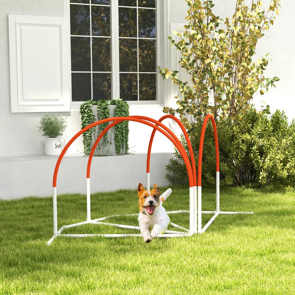 PawHut Kit de Antrenament cu Obstacole pentru Animale de Companie, Set Echipament de Agilitate pentru Câini, 89x69x99 cm, Portoccaliu | Aosom Romania