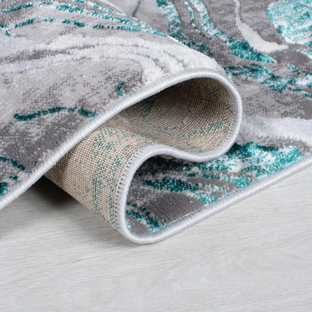 Covor gri/turcoaz 80x150 cm Marbled – Flair Rugs