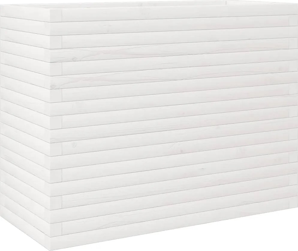 vidaXL Jardinieră de grădină, alb, 90x40x68,5 cm, lemn masiv de pin