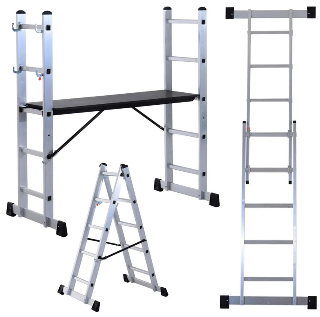 Schela cu scara dubla aluminiu  5 trepte 3 moduri utilizare 140 cm