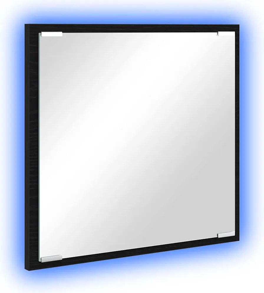 vidaXL Oglindă de baie cu LED Pe perete Stejar Negru 40 x 37 x 8.5 cm