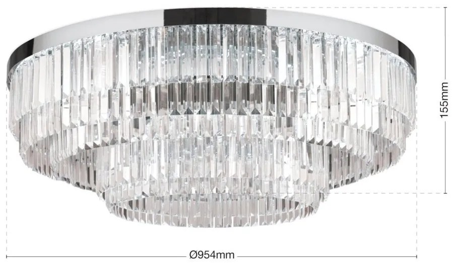 Lustra LED aplicata cristal design elegant lux PRISM D-95cm crom