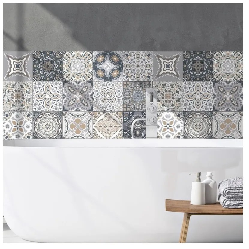 Set 9 autocolante decorative pentru perete Ambiance Orfeo, 10 x 10 cm