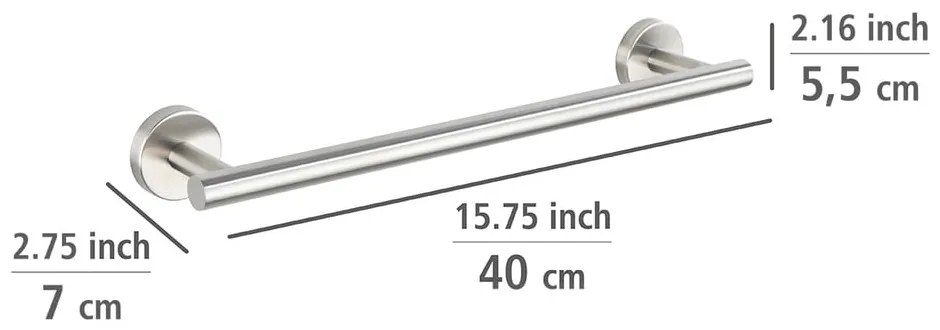 Suport pentru prosoape argintiu mat de montat pe perete din oțel inoxidabil Bosio – Wenko