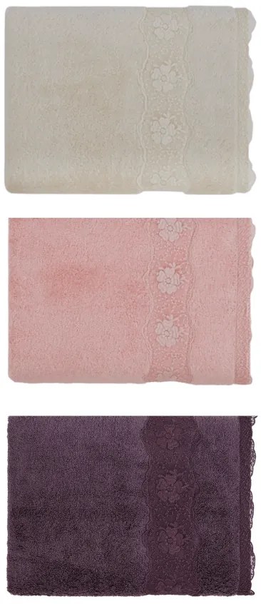 Prosop de corp STELLA cu dantela 85x150 cm Roz Trandafir / Pink Rose