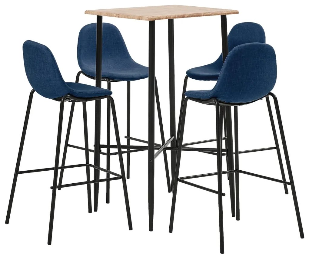 Set mobilier de bar, 5 piese, albastru, material textil Albastru, 5