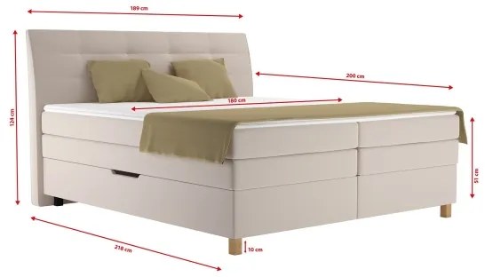 Pat boxspring BEA 180 x 200 cm cu saltea, bej