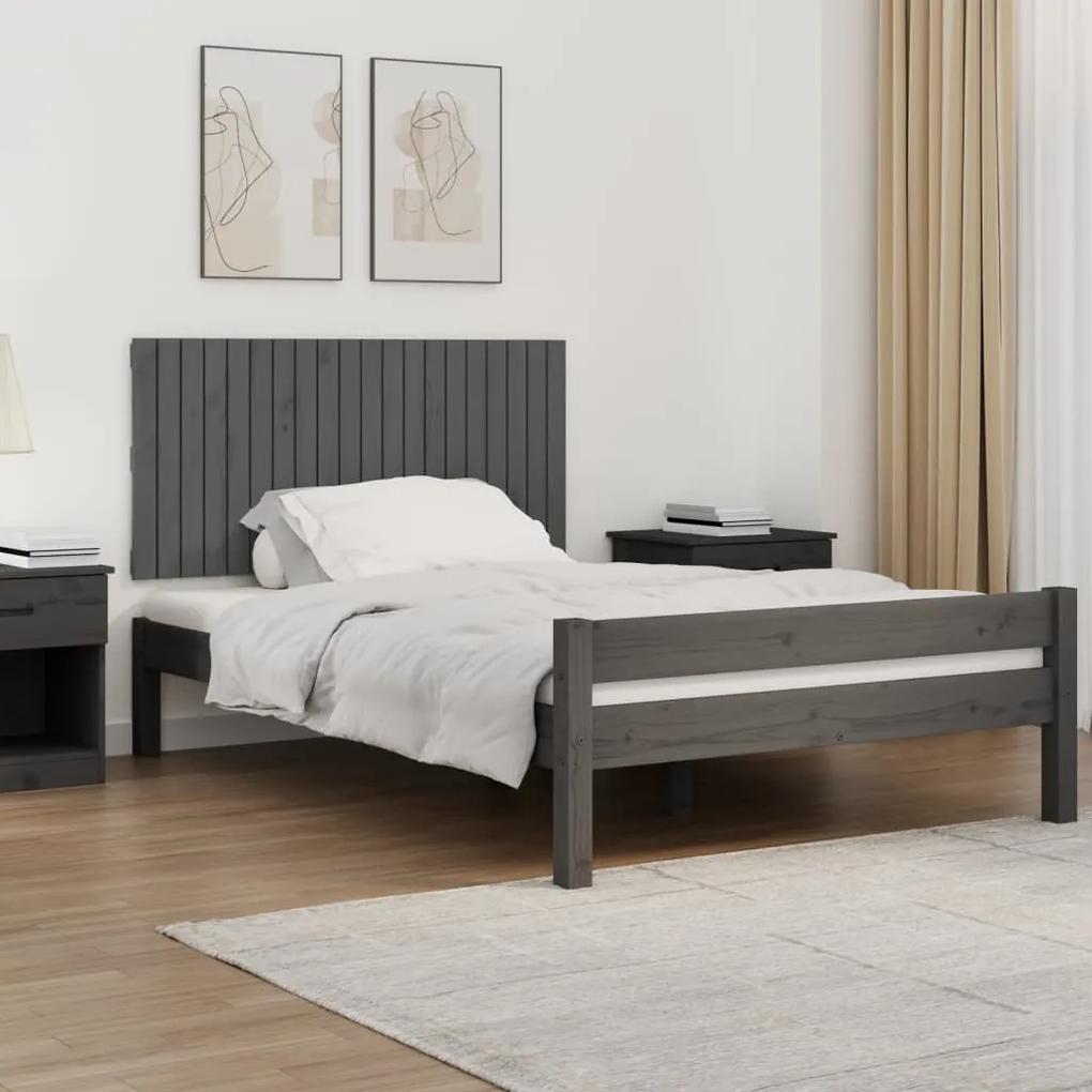 824840 vidaXL Tăblie de pat pentru perete, gri, 127,5x3x60 cm, lemn masiv pin