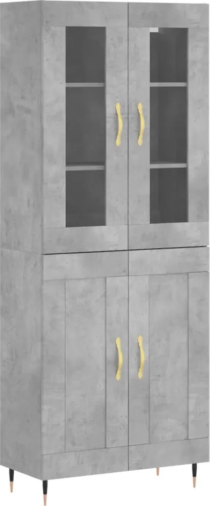 vidaXL Dulap înalt, gri beton, 69,5x34x180, lemn compozit