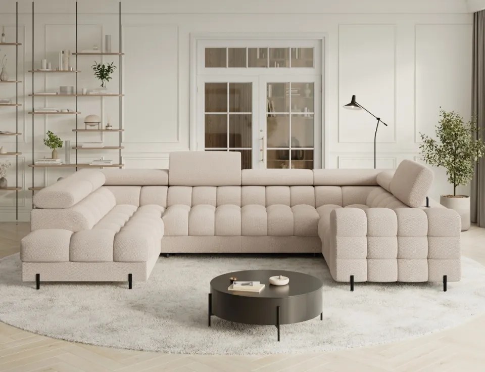 Colțar extensibil, cu spatiu pentru depozitare, 346x205x93 cm, Fectory LT, Eltap (Culoare: Gri inchis / Sola 6)