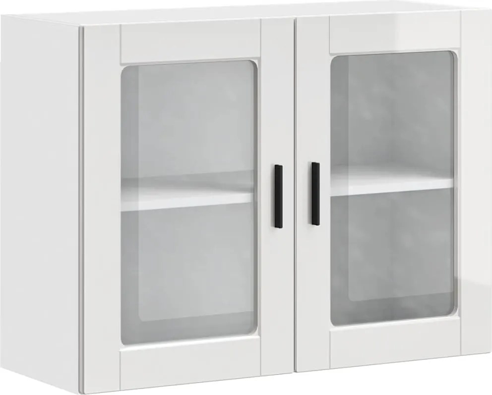 vidaXL Dulap de bucătărie cu ușă din sticlă „Porto” alb lucios