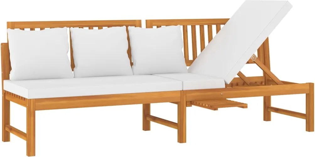 vidaXL Pat de zi cu perne crem, 200x60x75 cm, lemn masiv de acacia