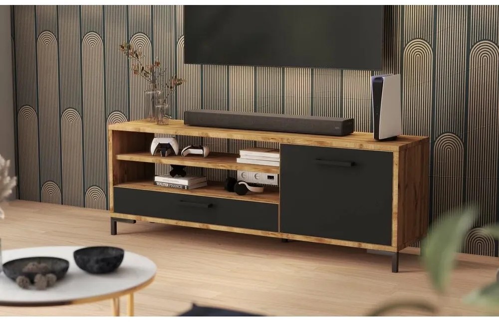 Dulap TV Cascade (stejar lancaster + negru). 1098746