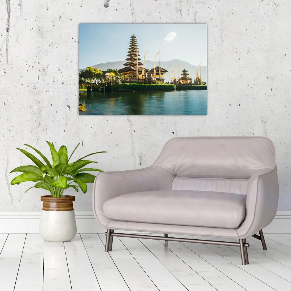 Tablou pe sticlă Mount Batur (70x50 cm)