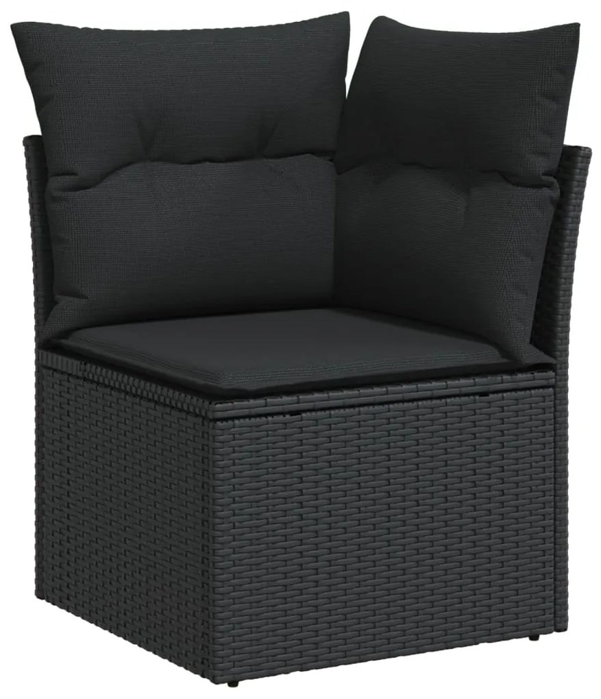 3266345 vidaXL Set mobilier de grădină cu perne, 5 piese, negru, poliratan