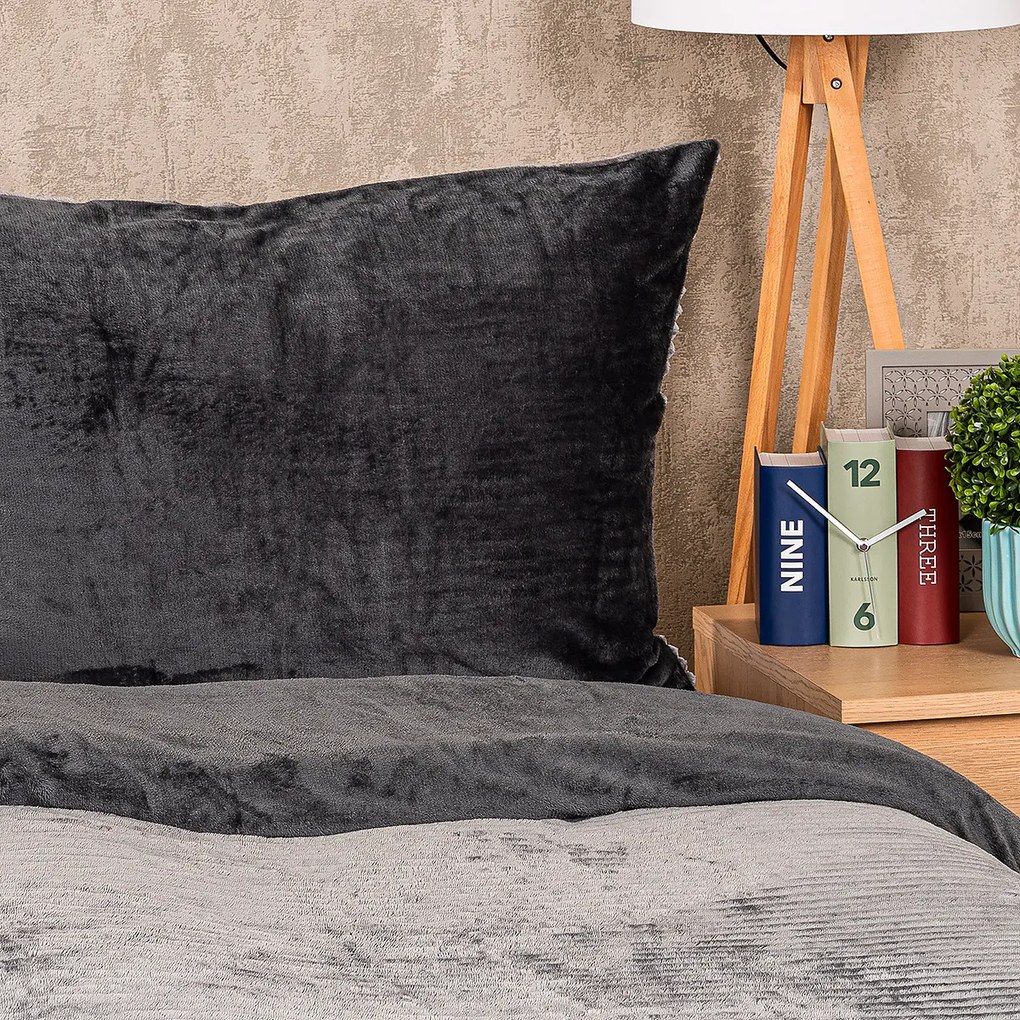 4Home Lenjerie de pat din microflanel Stripe gri, 140 x 200 cm, 70 x 90 cm